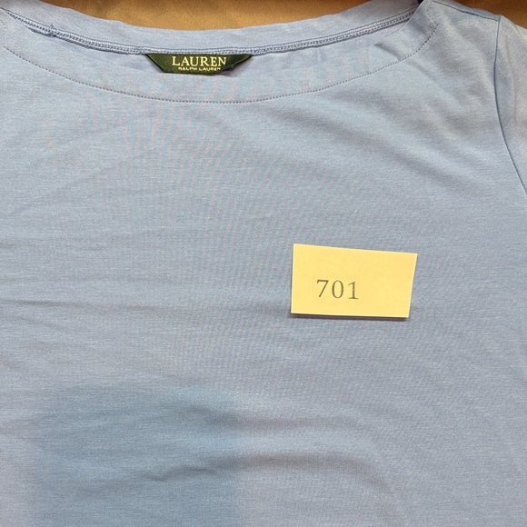 Ralph Lauren Sky Blue 3/4 Sleeve Tee with knotted hem detail - Picture 11 of 11